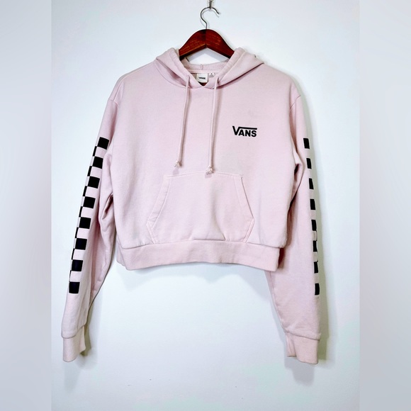Vans Tops - Vans Cropped Pink Check Hoodie, Size Small